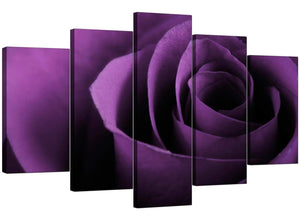 Set Of 5 Living-Room Purple Canvas Pictures