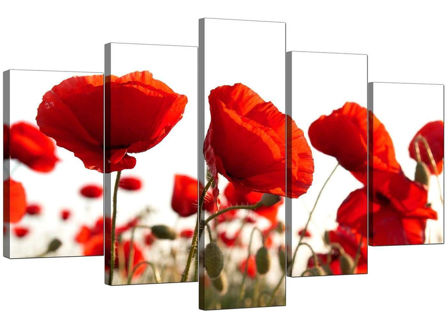 Set Of 5 Living-Room Red Canvas Picture