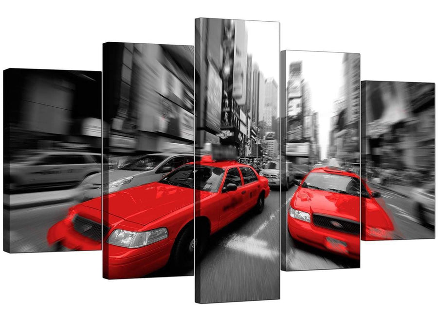5 Piece Set of Living-Room Red Canvas Pictures