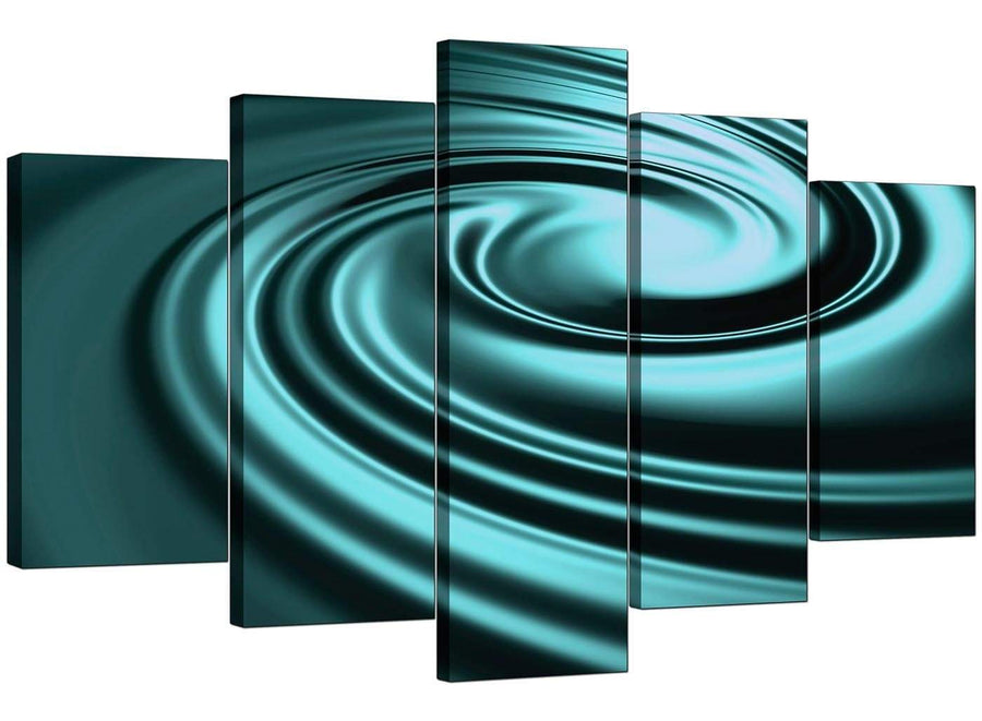 Five Part Set of Extra-Large Teal Canvas Wall Art