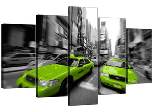 5 Panel Set of Cheap Lime Green Canvas Picture