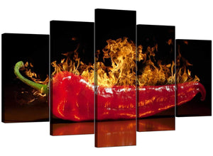 5 Piece Set of Living-Room Red Canvas Picture