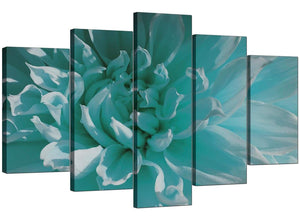 Set Of Five Modern Teal Canvas Picture