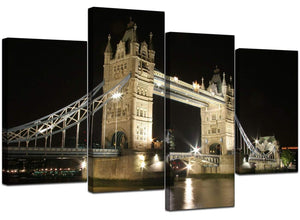 4 Part Set of Extra-Large Black White Canvas Picture