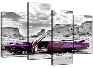 Four Panel Set of Cheap Purple Canvas Pictures