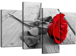 Set Of Four Living-Room Red Canvas Art