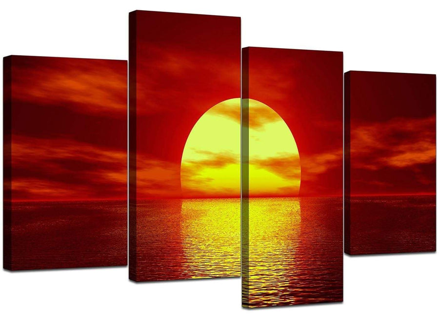 Four Part Set of Cheap Red Canvas Wall Art