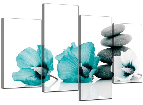 Set Of Four Extra-Large Teal Canvas Pictures