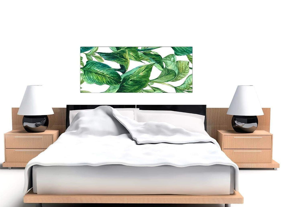 Cheap Green Palm Tropical Banana Leaves Canvas Modern 120cm Wide 1324 For Your Dining Room