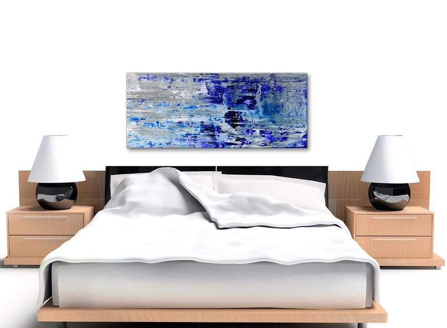 Cheap Indigo Blue Grey Abstract Painting Wall Art Print Canvas Modern 120cm Wide 1358 For Your Living Room