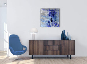 Cheap Indigo Blue Grey Abstract Painting Wall Art Print Canvas Modern 64cm Square 1S358M For Your Dining Room