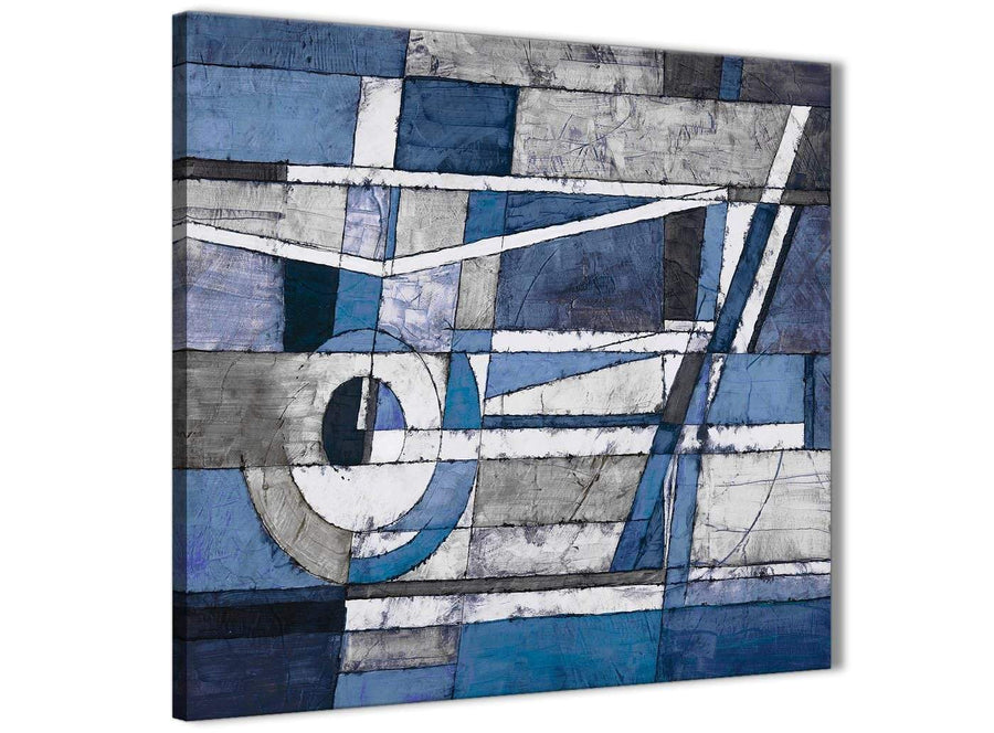 Cheap Indigo Blue White Painting Bathroom Canvas Pictures Accessories - Abstract 1s404s - 49cm Square Print