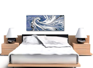Cheap Indigo Blue White Swirls Modern Abstract Canvas Wall Art Modern 120cm Wide 1352 For Your Living Room
