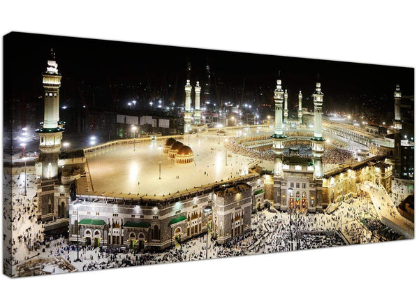 Cheap Islamic Canvas Wall Art Black & White Panoramic 1190