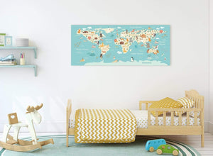 Childs Animal Atlas Map for Bedroom or Nursery in blue and yellow