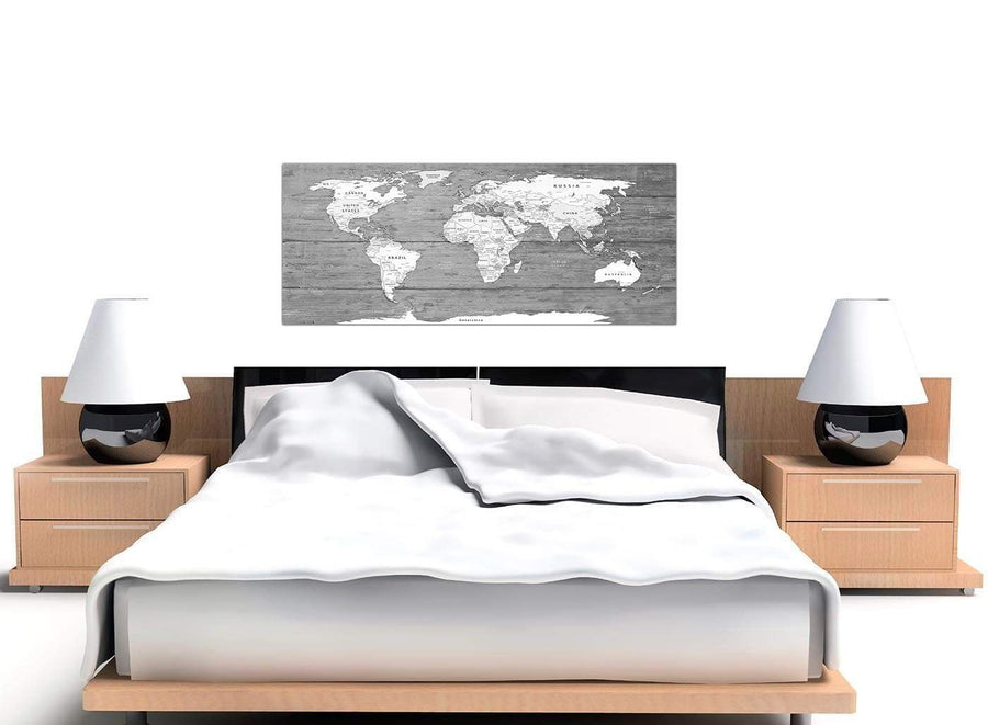 Cheap Large Black White Map Of World Atlas Canvas Wall Art Print Modern 120cm Wide 1315 For Your Office