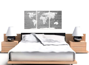 Cheap Large Black White Map Of World Atlas Canvas Wall Art Print Multi 3 Panel 3315 For Your Living Room