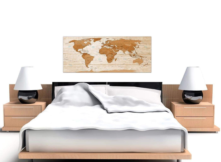 Cheap Large Brown Cream Map Of World Atlas Canvas Modern 120cm Wide 1307 For Your Dining Room