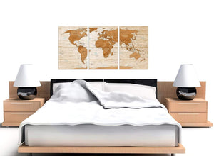 Cheap Large Brown Cream Map Of World Atlas Canvas Multi 3 Set 3307 For Your Living Room