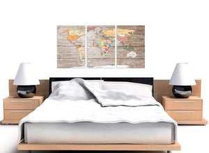 Cheap Large Decorative Map Of The World Atlas Canvas Multi Triptych 3326 For Your Office