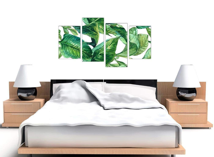 Cheap Large Green Palm Tropical Banana Leaves Canvas Split 4 Part 4324 For Your Kitchen