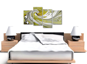Cheap Large Lime Green Swirls Modern Abstract Canvas Wall Art Multi 4 Panel 130cm Wide 4351 For Your Dining Room