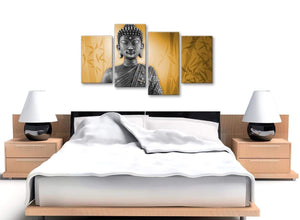 Cheap Large Orange And Grey Silver Wall Art Prints Of Buddha Canvas Split 4 Piece 4329 For Your Dining Room