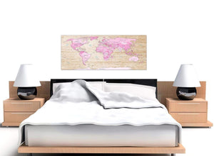 Cheap Large Pink Cream Map Of World Atlas Canvas Modern 120cm Wide 1309 For Your Teenage Girls Bedroom