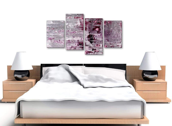 Cheap Large Plum Grey Abstract Painting Wall Art Print Canvas Split 4 Piece 130cm Wide 4359 For Your Dining Room