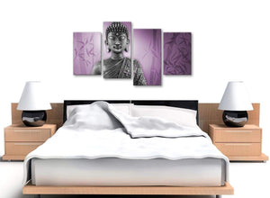 Cheap Large Purple And Grey Silver Wall Art Prints Of Buddha Canvas Multi 4 Part 4330 For Your Dining Room