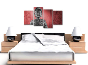 Cheap Large Red And Grey Silver Wall Art Prints Of Buddha Canvas Split 4 Piece 4331 For Your Dining Room