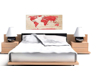 Cheap Large Red Cream Map Of World Atlas Canvas Modern 120cm Wide 1311 For Your Dining Room