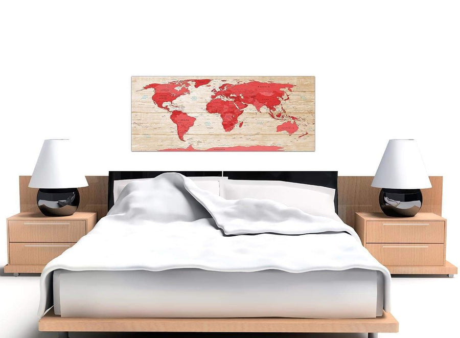 Cheap Large Red Cream Map Of World Atlas Canvas Modern 120cm Wide 1311 For Your Dining Room