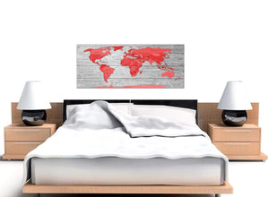 Cheap Large Red Grey Map Of The World Atlas Canvas Wall Art Print Modern 120cm Wide 1300 For Your Living Room