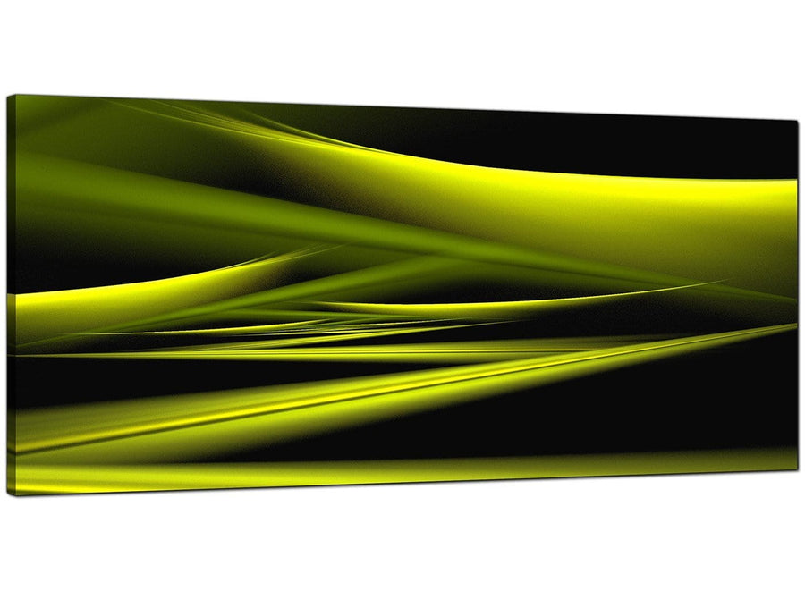 Lime-Green Living Room Panoramic Abstract Canvas
