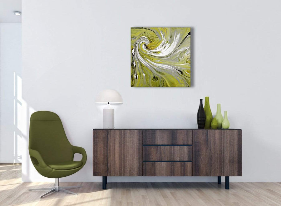Cheap Lime Green Swirls Modern Abstract Canvas Wall Art Modern 64cm Square 1S351M For Your Kitchen