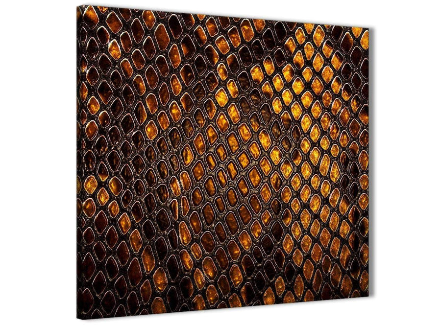 Cheap Mustard Gold Snakeskin Animal Print Bathroom Canvas Wall Art Accessories - Abstract 1s474s - 49cm Square Print