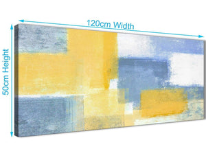Cheap Mustard Yellow Blue Living Room Canvas Pictures Accessories - Abstract 1371 - 120cm Print