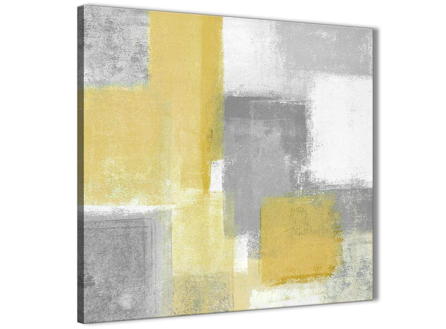 Cheap Mustard Yellow Grey Bathroom Canvas Pictures Accessories - Abstract 1s367s - 49cm Square Print