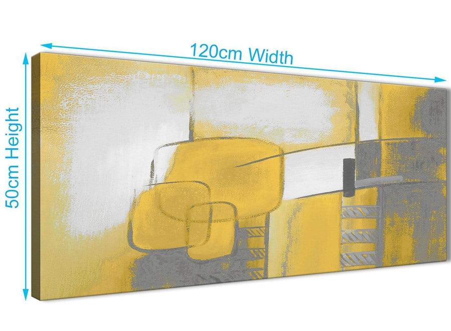Cheap Mustard Yellow Grey Painting Bedroom Canvas Pictures Accessories - Abstract 1419 - 120cm Print