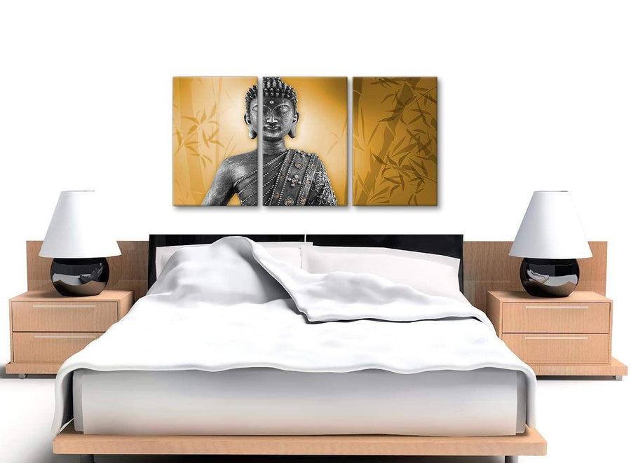Cheap Orange And Grey Silver Wall Art Prints Of Buddha Canvas Split Set Of 3 3329 For Your Hallway