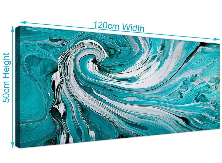 cheap panoramic abstract swirl canvas art teal 1266