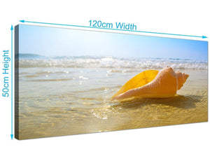 Panoramic Tropical Beach and Seashell Canvas Prints UK 120cm x 50cm 1148