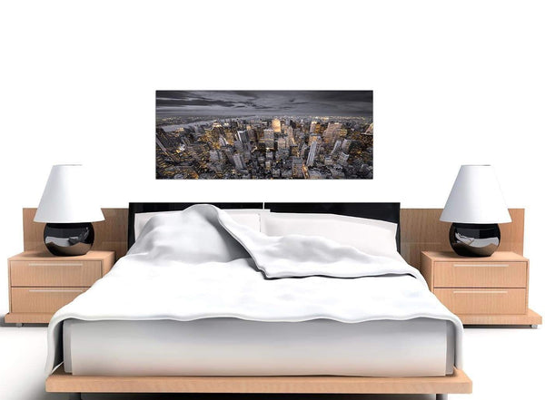 Black White Yellow New York Skyline Cityscape Canvas 