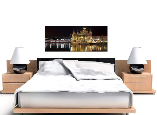 cheap panoramic black and white sikh golden temple canvas wall art 1195