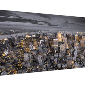 Black White Yellow New York Skyline Cityscape Canvas 