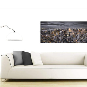 Black White Yellow New York Skyline Cityscape Canvas 