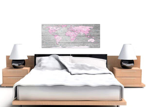 Panoramic Pink Grey Large Pink Grey Map Of World Atlas Canvas Wall Art Print ‚Äö√Ñ√¨ Maps Canvas Modern 120cm Wide 1302 For Your Study
