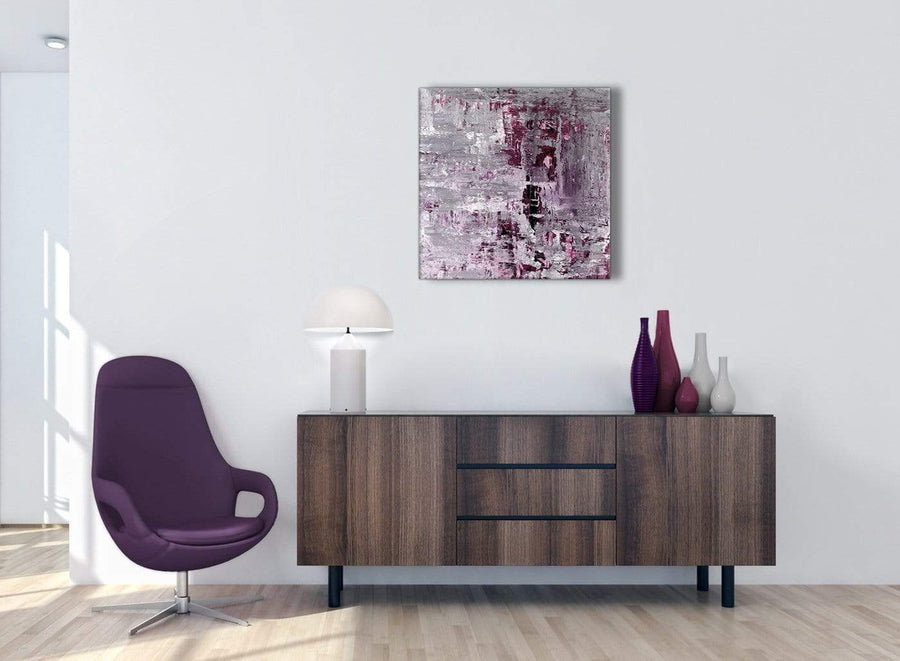 Cheap Plum Grey Abstract Painting Wall Art Print Canvas Modern 64cm Square 1S359M For Your Bedroom