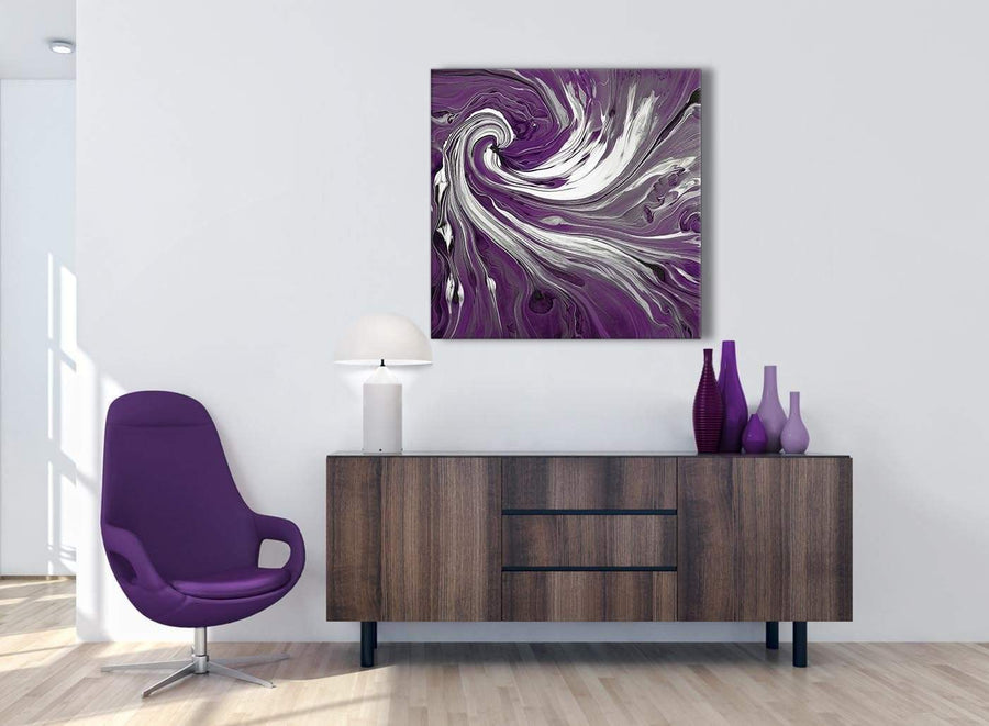 Cheap Plum Purple White Swirls Modern Abstract Canvas Wall Art Modern 79cm Square 1S353L For Your Living Room